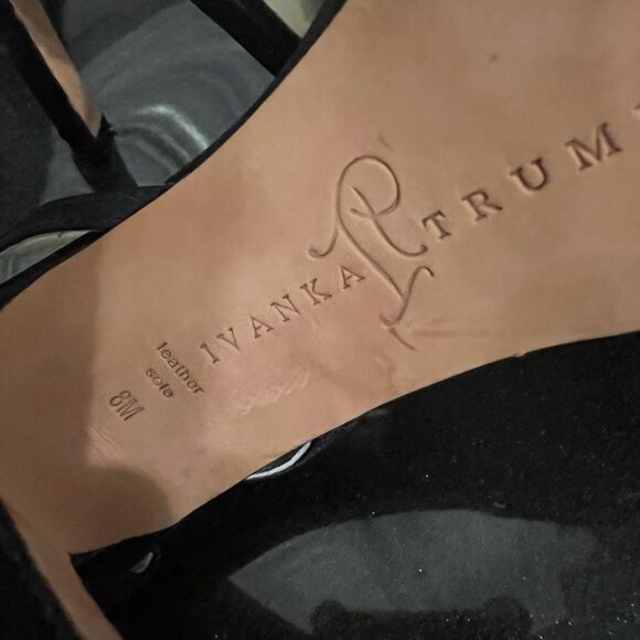 Ivanka Trump Black Alluvia Satin Jeweled Evening Sandals Sz 8 - Picture 14 of 14